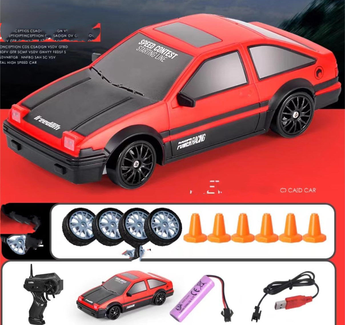 4WD RC Drift Car Toy, Remote Control GTR Model AE86 Vehicle Toy For Children