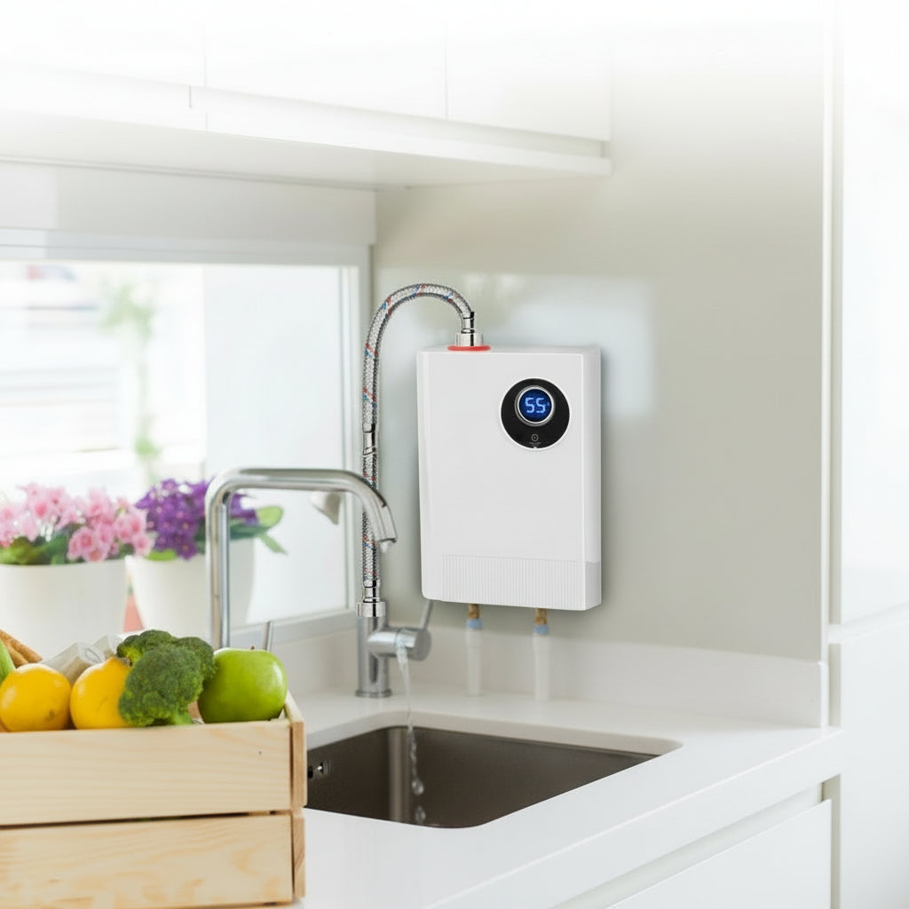 3000W Electric Tankless Water Heater, With Digital Display For Kitchen Or Bathroom Use